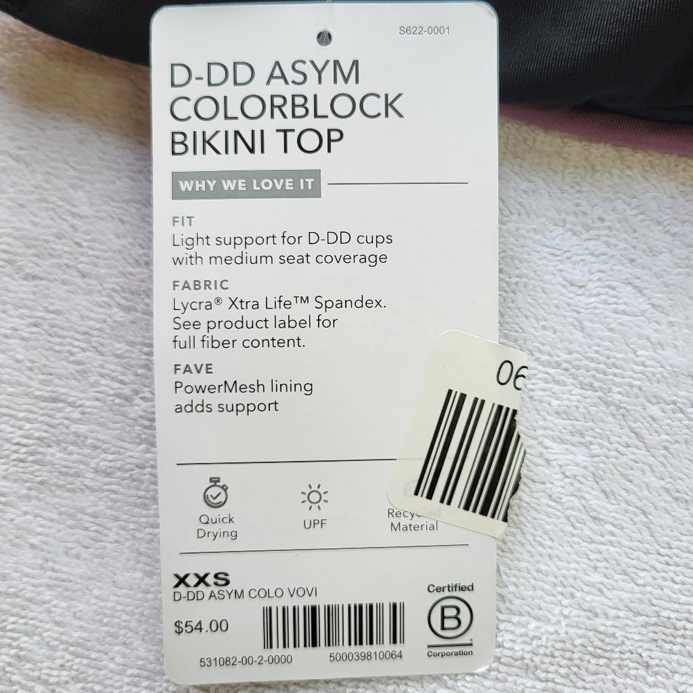 NWT Athleta D-DD Asym Colorblock Bikini Top, XXS - Picture 4 of 4